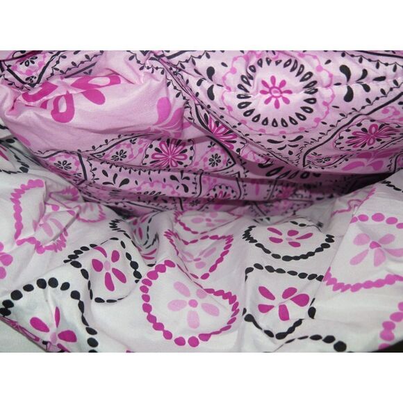 Reversible 3 Pc TWIN COMFORTER Pillow Set "Hello Pretty" Pink Floral Mandala $68 - Picture 3 of 6